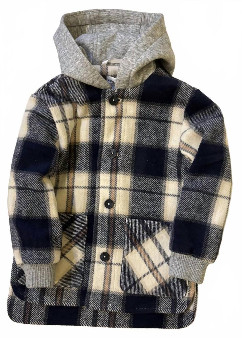 NEW MILES THE LABEL boy's plaid-lined woven jacket in navy multi